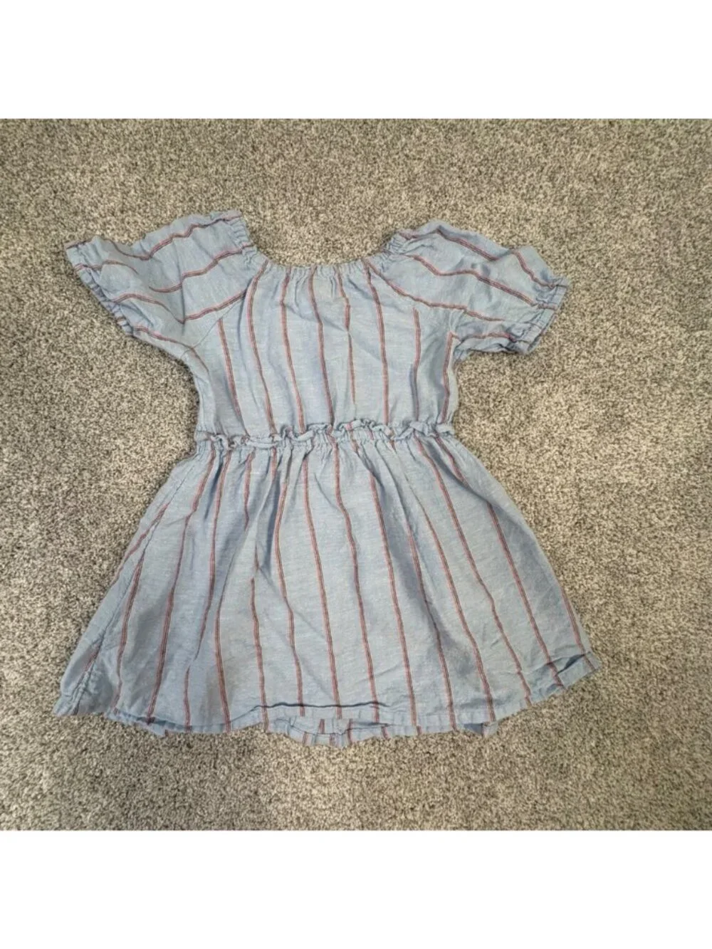 Old Navy Linen Blend Dress 18-24 month Blue Stripes Button Front